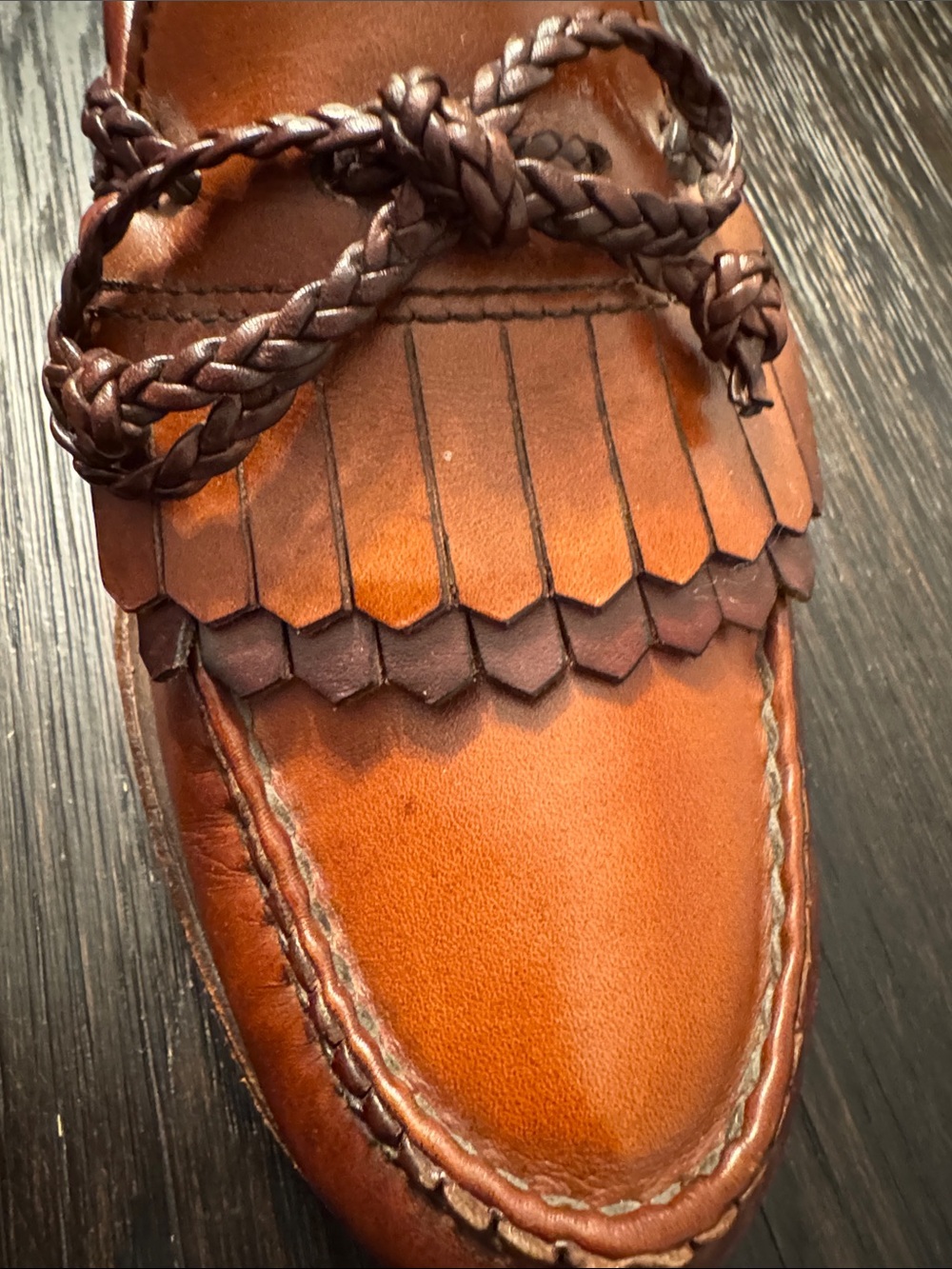 Allen Edmonds Chestnut Leather Tassel Kiltie Loafers - Picture 4 of 6
